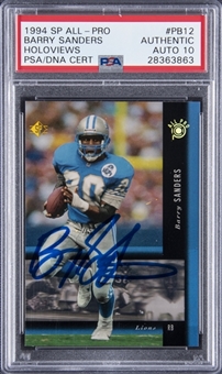 1994 Upper Deck SP All-Pro Holoviews #PB12 Barry Sanders Signed Card - PSA/DNA Certified Authentic/PSA 10